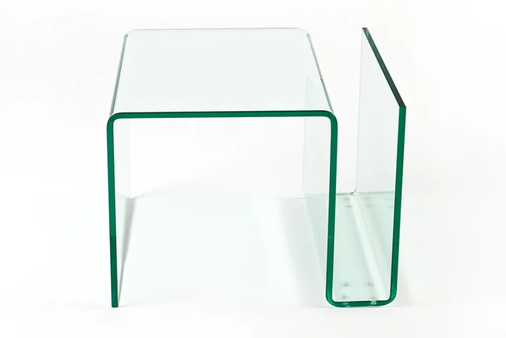 Riess-Ambiente Beistelltische|Couchtische & Truhen > Extravaganter Glas Couchtisch FANTOME 50cm Beistelltisch mit Ablage für Magazine transparent