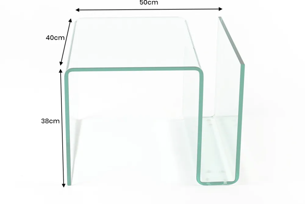 Riess-Ambiente Beistelltische|Couchtische & Truhen > Extravaganter Glas Couchtisch FANTOME 50cm Beistelltisch mit Ablage für Magazine transparent