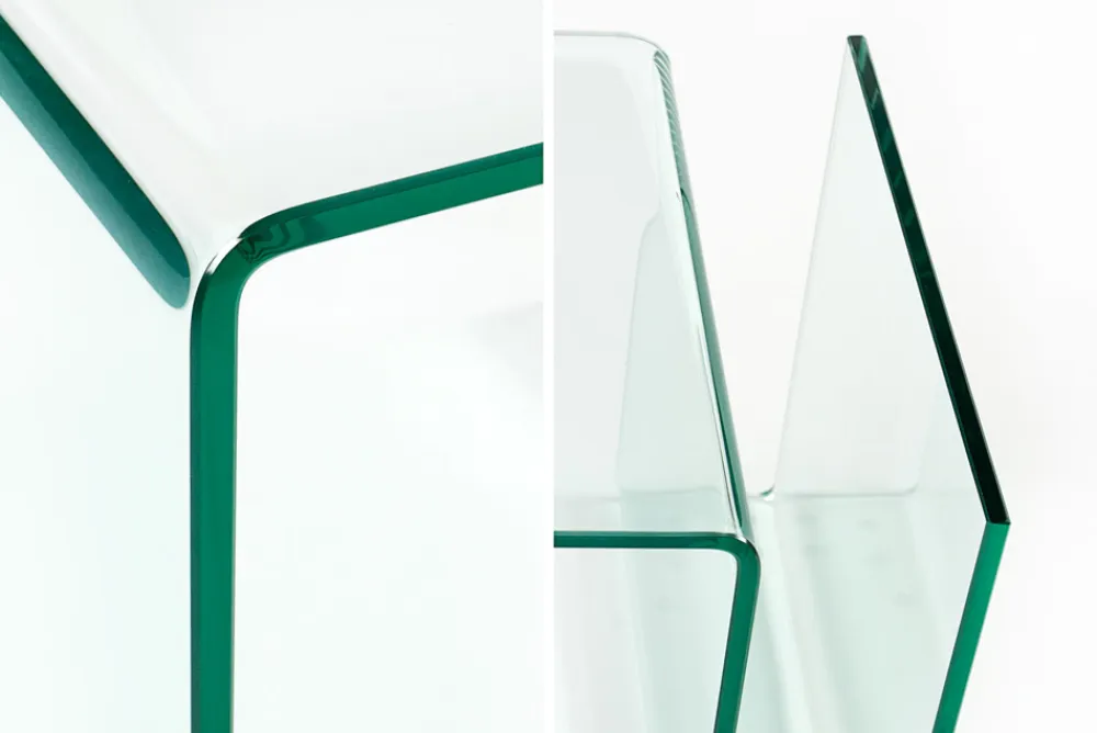 Riess-Ambiente Beistelltische|Couchtische & Truhen > Extravaganter Glas Couchtisch FANTOME 50cm Beistelltisch mit Ablage für Magazine transparent