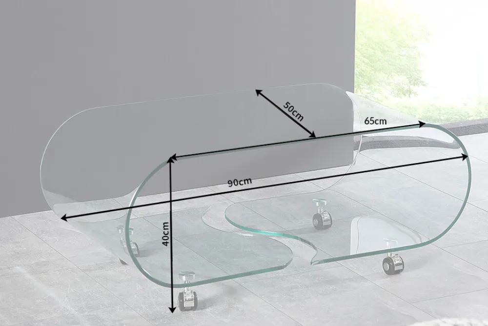 Riess-Ambiente Couchtische & Truhen > Extravaganter Glas Couchtisch FANTOME 90cm transparent