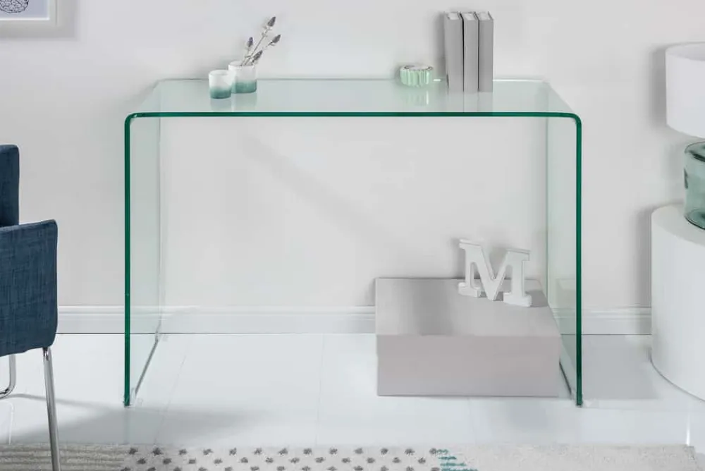 Riess-Ambiente Konsolentische|Bürotische > Extravaganter Glas Konsolentisch FANTOME 100cm transparent Schreibtisch Ganzglastisch