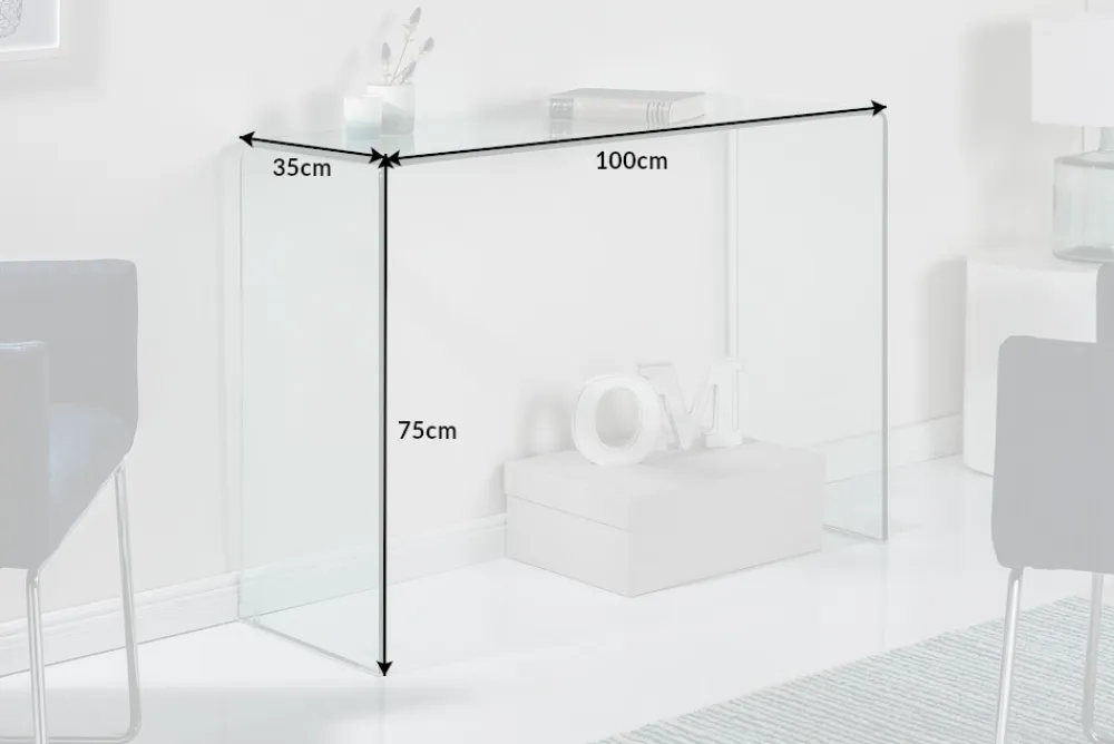 Riess-Ambiente Konsolentische|Bürotische > Extravaganter Glas Konsolentisch FANTOME 100cm transparent Schreibtisch Ganzglastisch