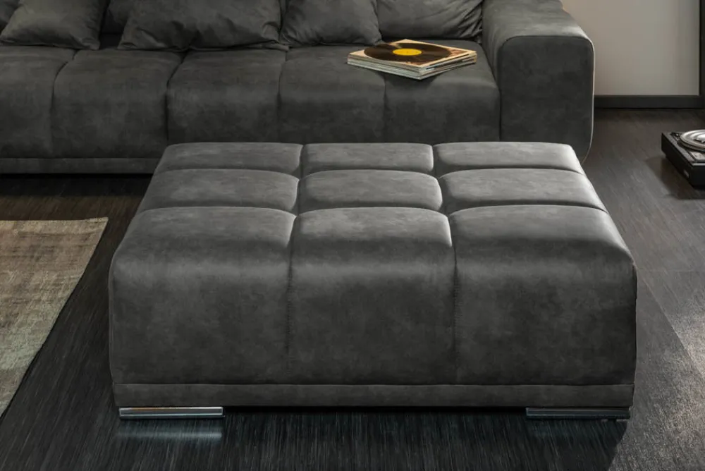Riess-Ambiente Polsterhocker|Sitzhocker > Extravaganter Hocker ELEGANCIA 110cm grau mit Ziersteppung