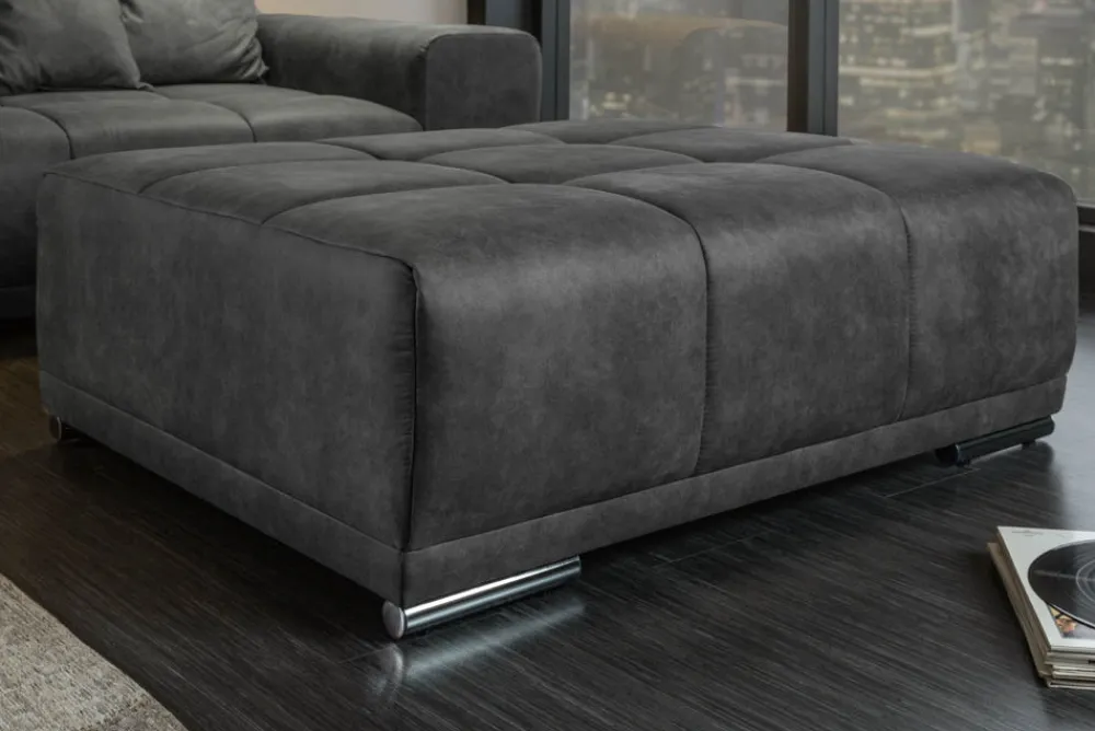 Riess-Ambiente Polsterhocker|Sitzhocker > Extravaganter Hocker ELEGANCIA 110cm grau mit Ziersteppung