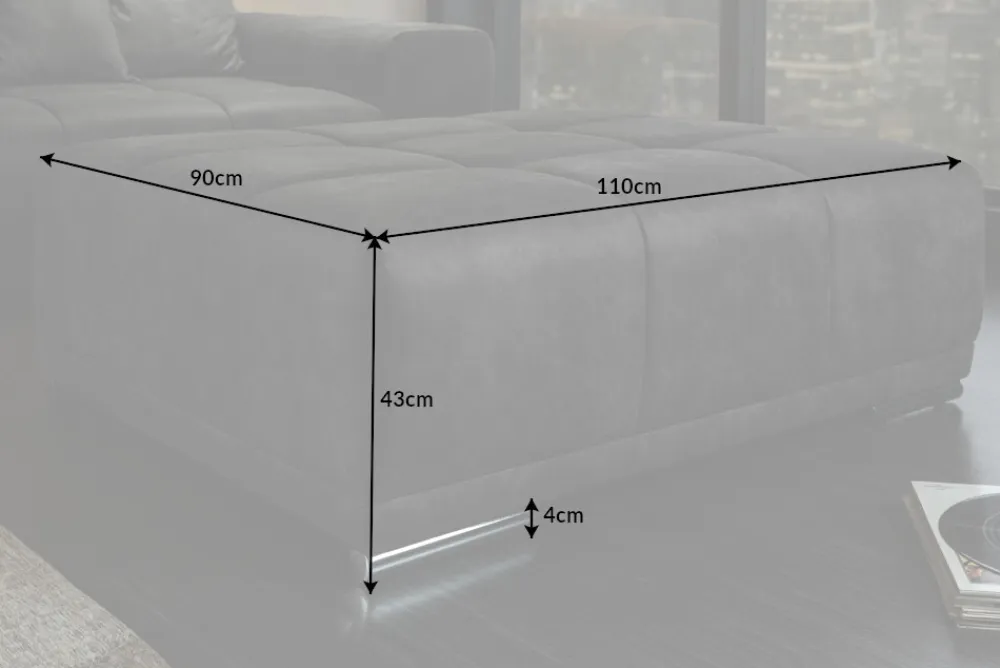 Riess-Ambiente Polsterhocker|Sitzhocker > Extravaganter Hocker ELEGANCIA 110cm grau mit Ziersteppung