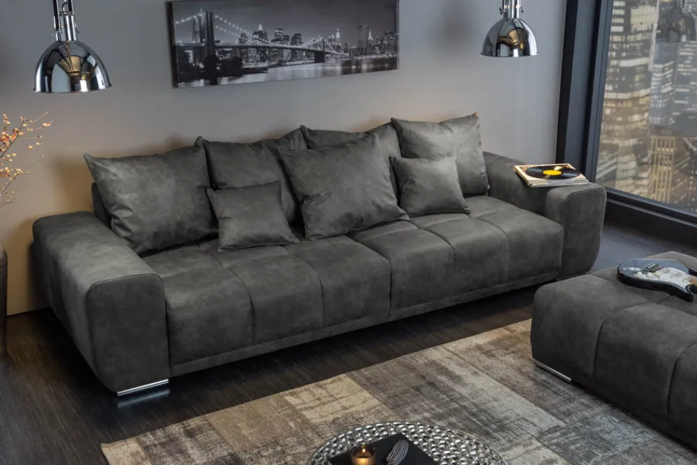 Riess-Ambiente Polsterhocker|Sitzhocker > Extravaganter Hocker ELEGANCIA 110cm grau mit Ziersteppung