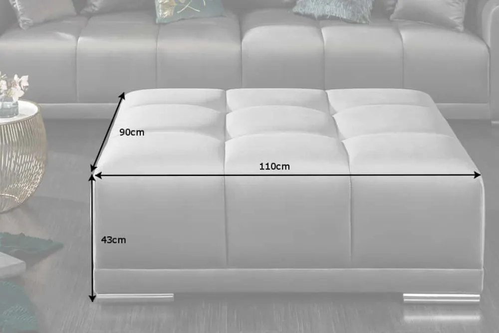 Riess-Ambiente Polsterhocker|Sitzhocker > Extravaganter Hocker ELEGANCIA 110cm silbergrau Samt mit Ziersteppung