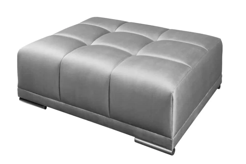 Riess-Ambiente Polsterhocker|Sitzhocker > Extravaganter Hocker ELEGANCIA 110cm silbergrau Samt mit Ziersteppung