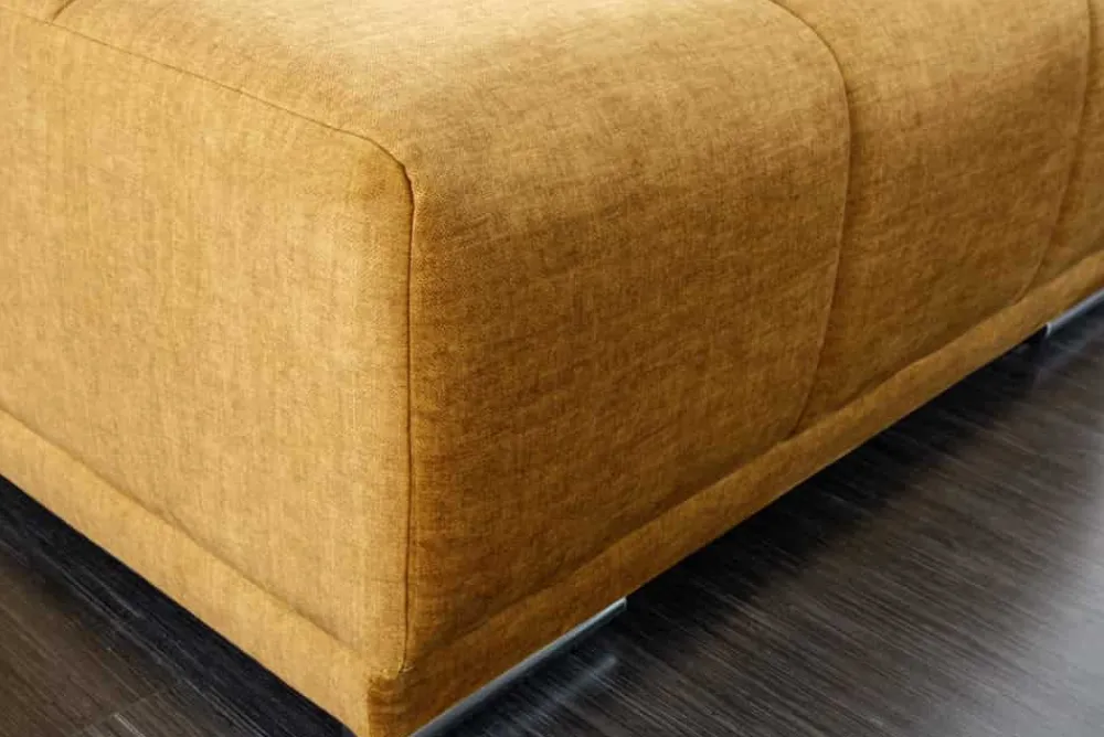 Riess-Ambiente Polsterhocker|Sitzhocker > Extravaganter Hocker ELEGANCIA 110cm senfgelb Vogue Velours Samt mit Ziersteppung