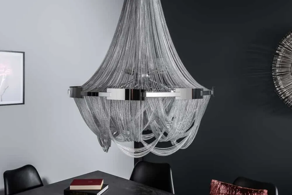 Riess-Ambiente Hängelampen|Kronleuchter & Lüster > Extravaganter Kronleuchter ROYAL XL 70cm silber Hängeleuchte