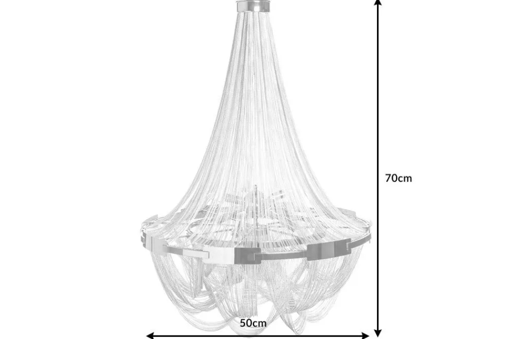 Riess-Ambiente Hängelampen|Kronleuchter & Lüster > Extravaganter Kronleuchter ROYAL XL 70cm silber Hängeleuchte