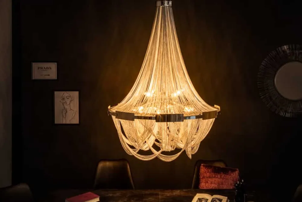 Riess-Ambiente Hängelampen|Kronleuchter & Lüster > Extravaganter Kronleuchter ROYAL XL 70cm silber Hängeleuchte