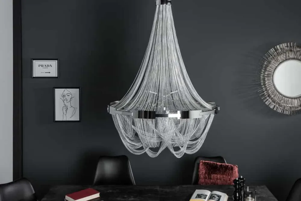 Riess-Ambiente Hängelampen|Kronleuchter & Lüster > Extravaganter Kronleuchter ROYAL XL 70cm silber Hängeleuchte