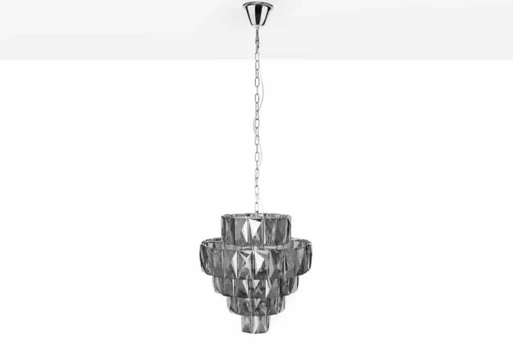 Riess-Ambiente Hängelampen|Kronleuchter & Lüster > Extravaganter Kronleuchter KRISTALL 50cm edel-grau mit Glasprismen
