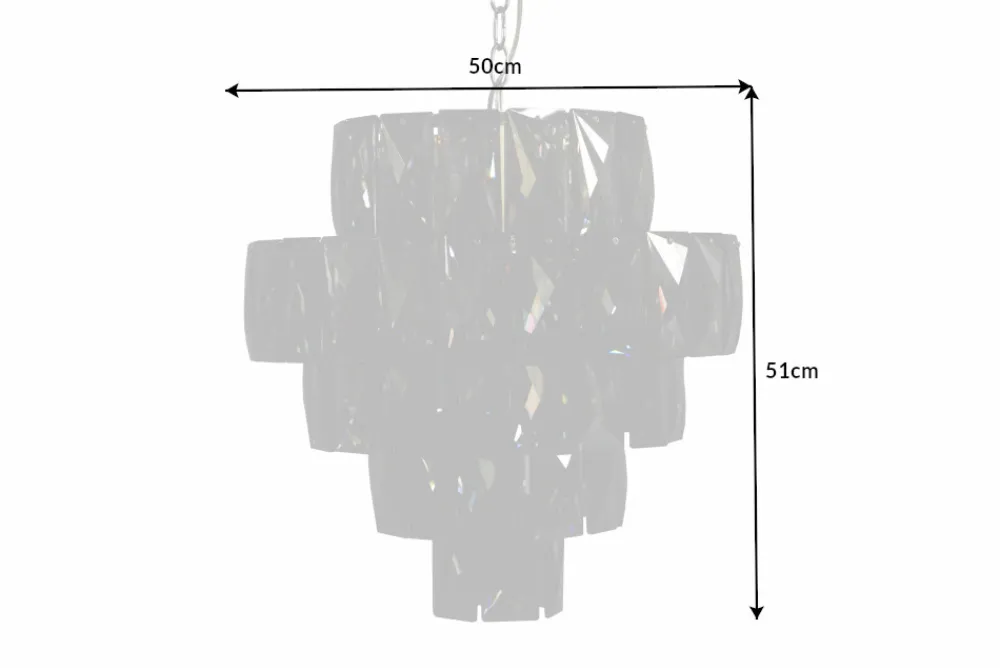 Riess-Ambiente Hängelampen|Kronleuchter & Lüster > Extravaganter Kronleuchter KRISTALL 50cm edel-grau mit Glasprismen