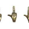 Riess-Ambiente Dekoration|Goldene Möbel > Extravagantes 3er Set Kleiderhaken FINGERS messing Metall-Aluminium Wandgarderobe