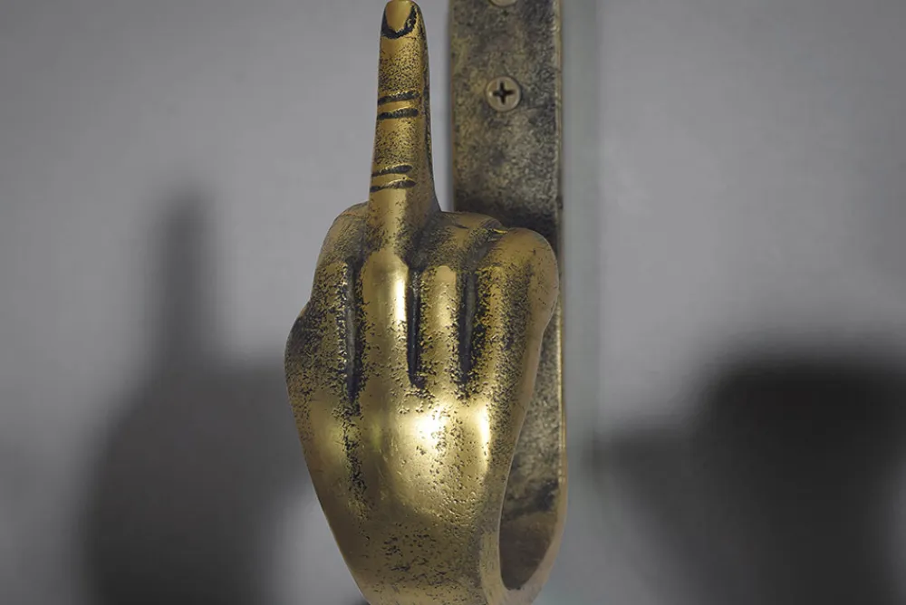 Riess-Ambiente Dekoration|Goldene Möbel > Extravagantes 3er Set Kleiderhaken FINGERS messing Metall-Aluminium Wandgarderobe