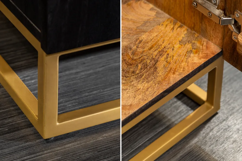 Riess-Ambiente Mehr...|Goldene Möbel > Extravagantes Highboard ANGEL 140cm schwarz Mangoholz mit goldenen Flügeln