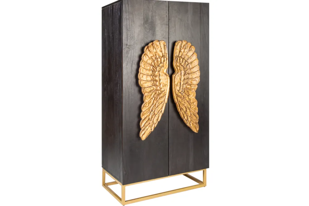 Riess-Ambiente Mehr...|Goldene Möbel > Extravagantes Highboard ANGEL 140cm schwarz Mangoholz mit goldenen Flügeln