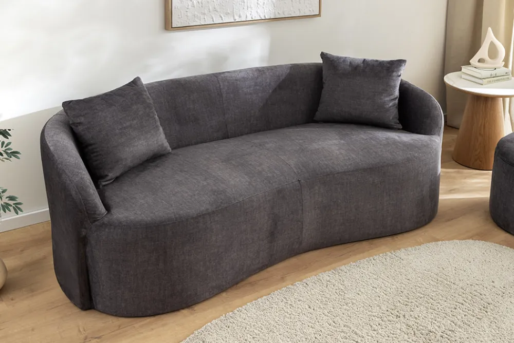 Riess-Ambiente 2-Sitzer Sofa|Skandinavisch > Extravagantes Sofa ELEMENTAL 180cm graphit grau Samt 2-Sitzer Couch organische Form