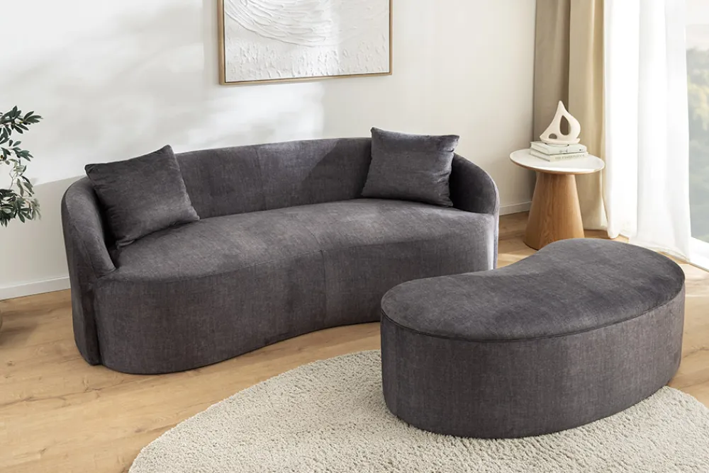 Riess-Ambiente 2-Sitzer Sofa|Skandinavisch > Extravagantes Sofa ELEMENTAL 180cm graphit grau Samt 2-Sitzer Couch organische Form