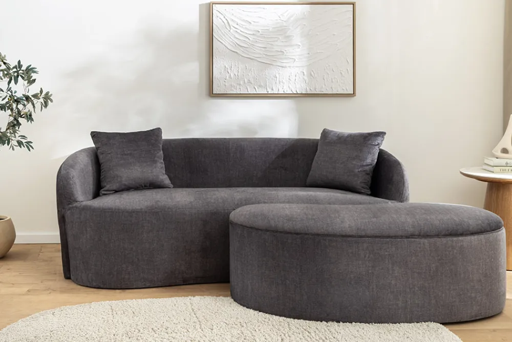 Riess-Ambiente 2-Sitzer Sofa|Skandinavisch > Extravagantes Sofa ELEMENTAL 180cm graphit grau Samt 2-Sitzer Couch organische Form