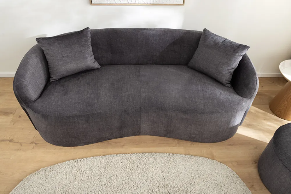 Riess-Ambiente 2-Sitzer Sofa|Skandinavisch > Extravagantes Sofa ELEMENTAL 180cm graphit grau Samt 2-Sitzer Couch organische Form