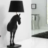 Riess-Ambiente Goldene Möbel|Stehleuchten > Extravagante Stehlampe BLACK BEAUTY 130cm schwarz Pferdefigur