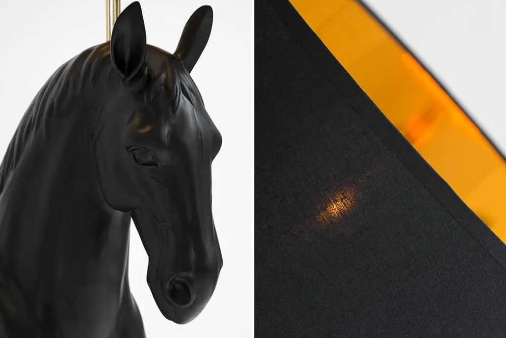 Riess-Ambiente Goldene Möbel|Stehleuchten > Extravagante Stehlampe BLACK BEAUTY 130cm schwarz Pferdefigur