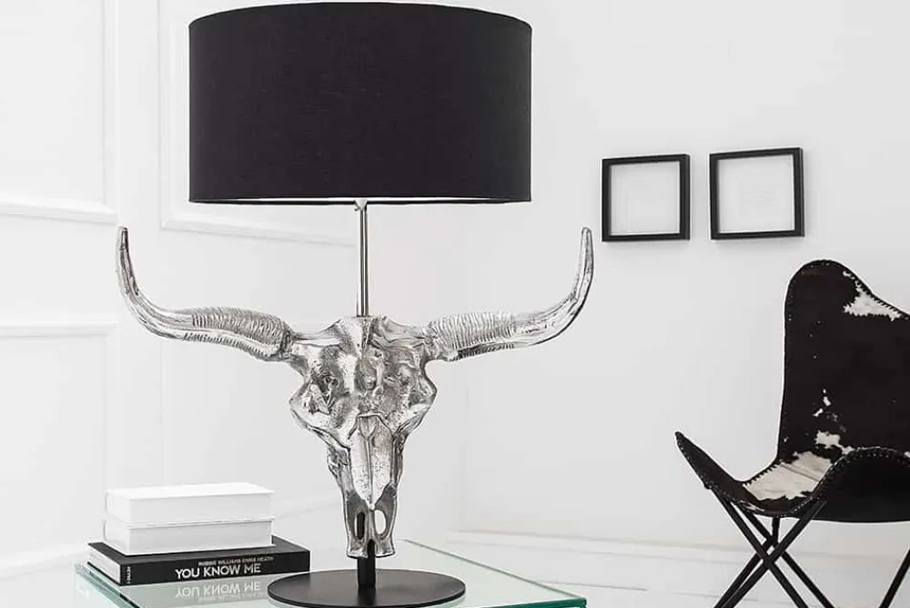 Riess-Ambiente Tischlampen > Extravagante Tischlampe EL TORO 68cm schwarz Stierkopf Tischleuchte