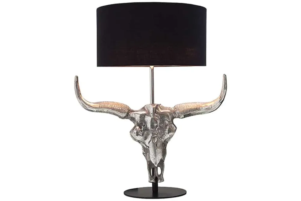 Riess-Ambiente Tischlampen > Extravagante Tischlampe EL TORO 68cm schwarz Stierkopf Tischleuchte