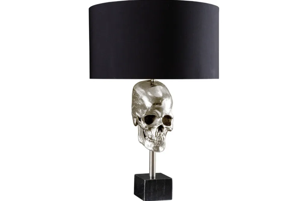 Riess-Ambiente Tischlampen > Extravagante Tischlampe SKULL 56cm schwarz silber Metall Totenkopf Skulptur Leuchte