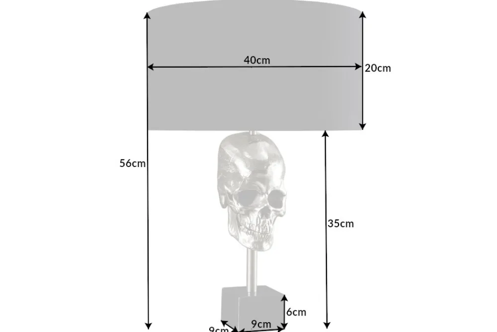 Riess-Ambiente Tischlampen > Extravagante Tischlampe SKULL 56cm schwarz silber Metall Totenkopf Skulptur Leuchte