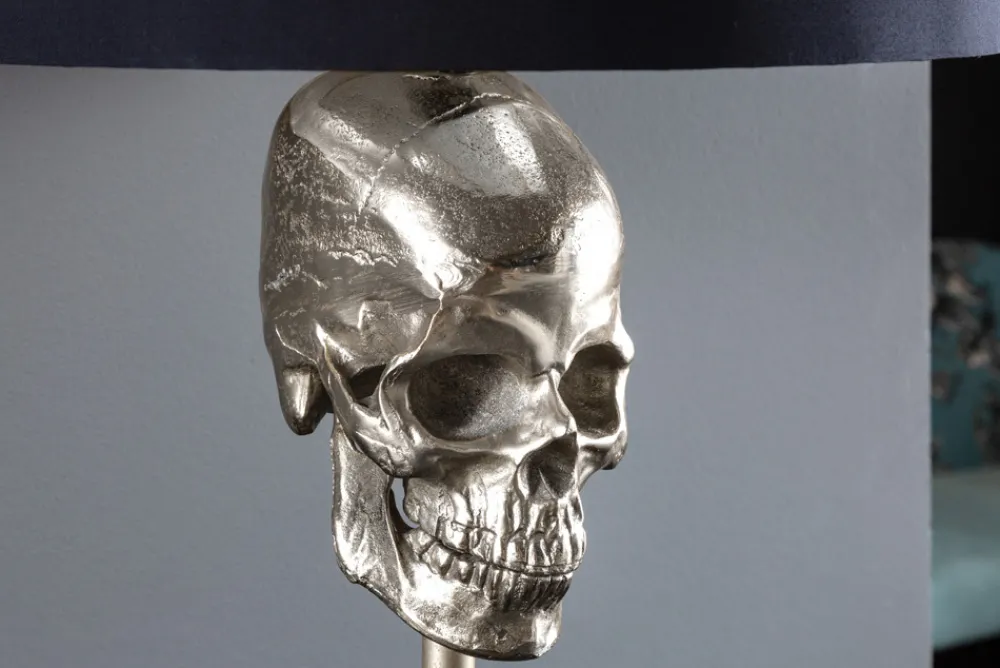 Riess-Ambiente Tischlampen > Extravagante Tischlampe SKULL 56cm schwarz silber Metall Totenkopf Skulptur Leuchte