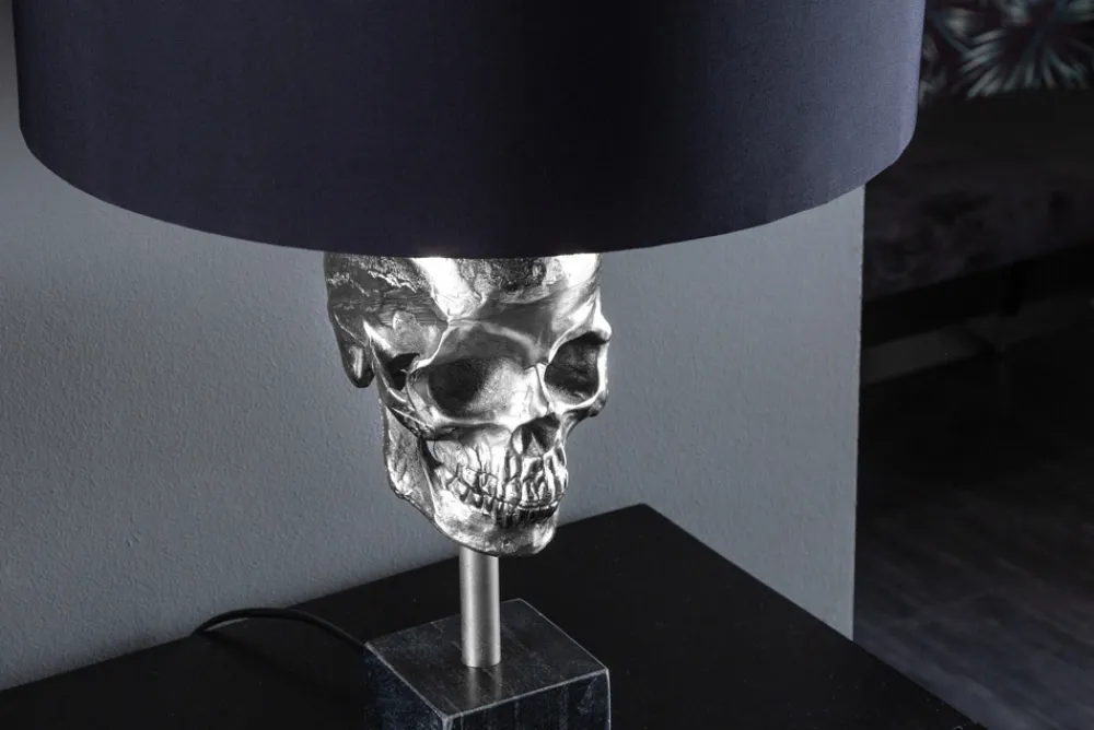 Riess-Ambiente Tischlampen > Extravagante Tischlampe SKULL 56cm schwarz silber Metall Totenkopf Skulptur Leuchte