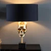 Riess-Ambiente Goldene Möbel|Tischlampen > Extravagante Tischlampe SKULL 56cm schwarz gold Metall Totenkopf Skulptur Leuchte