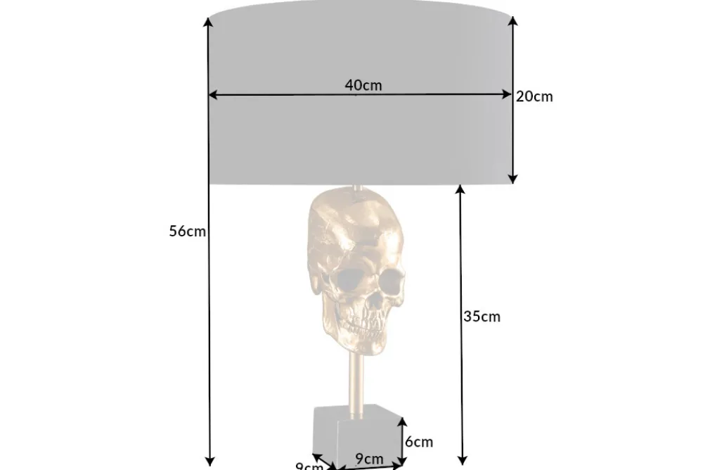 Riess-Ambiente Goldene Möbel|Tischlampen > Extravagante Tischlampe SKULL 56cm schwarz gold Metall Totenkopf Skulptur Leuchte