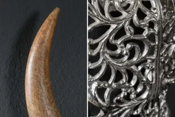 Riess-Ambiente Wanddekoration > Extravagante Wanddekoration EXOTIC BULL 60cm silber Mangoholz Stierkopf