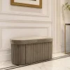 Riess-Ambiente Sitzbänke|Samt Möbel > Faltbare Polsterbank ÉLAN 80cm champagner greige Samt Sitzbank mit Stauraum