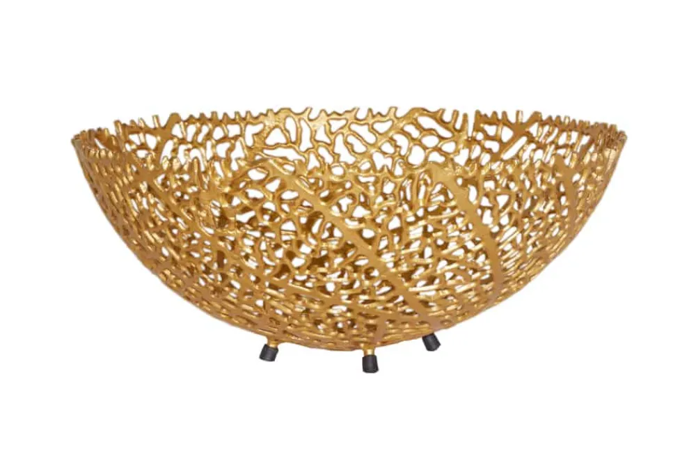 Riess-Ambiente Goldene Möbel|Schalen > Filigrane Design Schale ABSTRACT LEAF 45cm gold Handarbeit