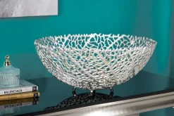 Riess-Ambiente Schalen > Filigrane Design Schale ABSTRACT LEAF 45cm silber Handarbeit