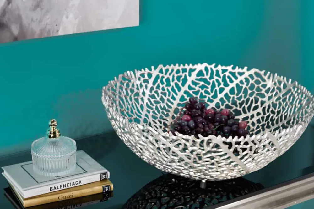 Riess-Ambiente Schalen > Filigrane Design Schale ABSTRACT LEAF 45cm silber Handarbeit