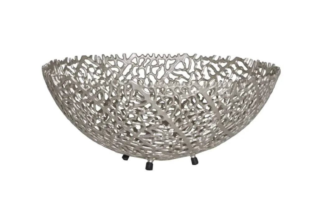 Riess-Ambiente Schalen > Filigrane Design Schale ABSTRACT LEAF 45cm silber Handarbeit