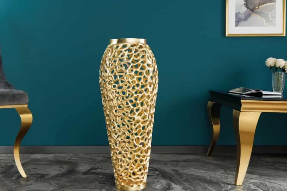 Riess-Ambiente Dekoration|Goldene Möbel > Filigrane Design Vase ABSTRACT LEAF gold 65cm Handarbeit