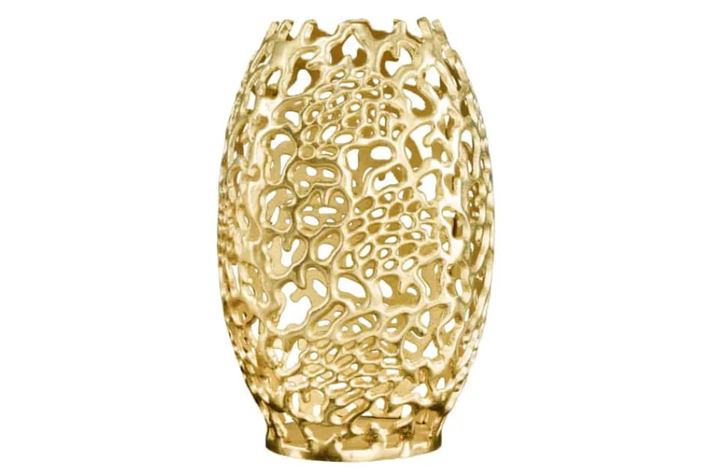 Riess-Ambiente Dekoration|Goldene Möbel > Filigrane Design Vase ABSTRACT LEAF gold 40cm Handarbeit