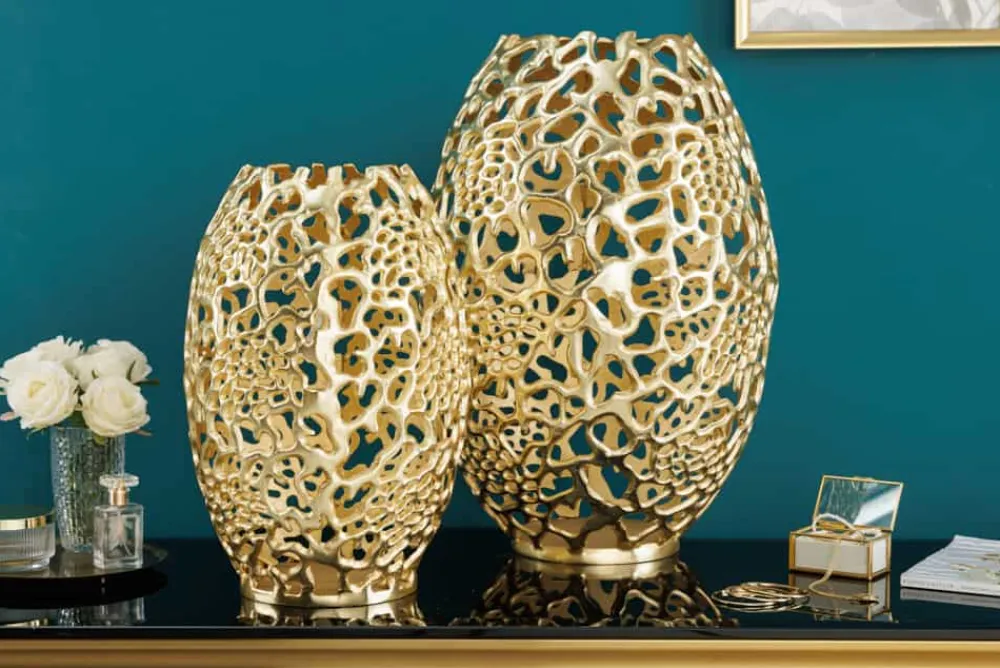 Riess-Ambiente Dekoration|Goldene Möbel > Filigrane Design Vase ABSTRACT LEAF gold 40cm Handarbeit