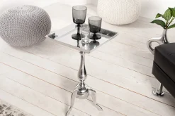 Riess-Ambiente Beistelltische > Filigraner Beistelltisch TRAYFUL 55cm silber Aluminium Tablett-Tisch