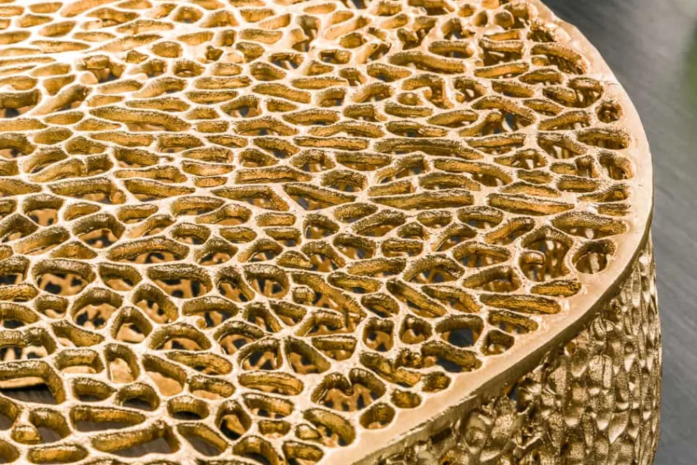 Riess-Ambiente Goldene Möbel|Couchtische & Truhen > Filigraner Couchtisch LEAF 80cm gold Metall handmade Blatt-Design