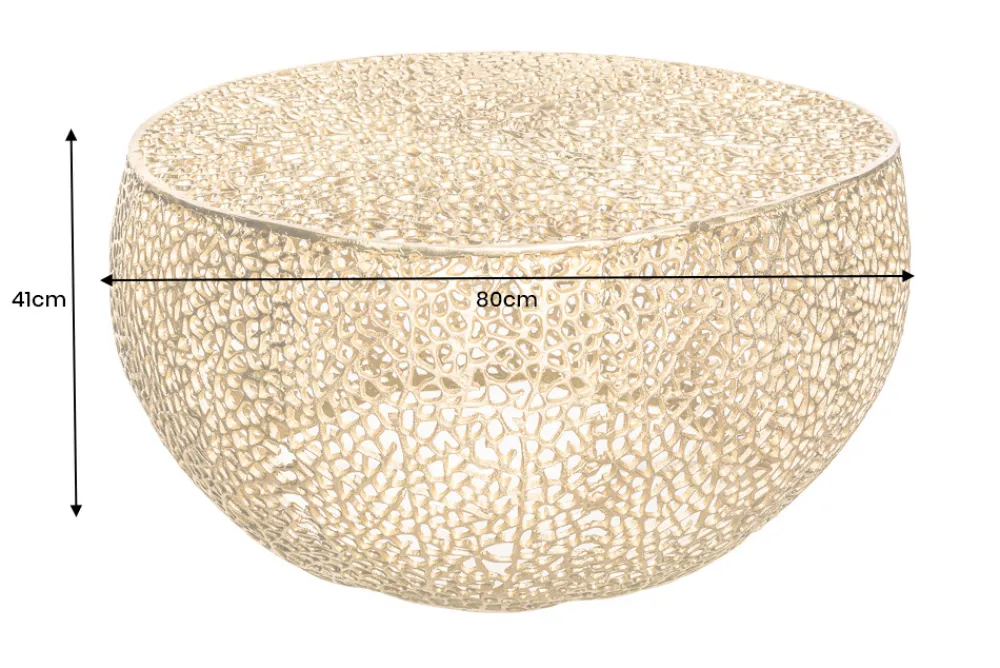 Riess-Ambiente Goldene Möbel|Couchtische & Truhen > Filigraner Couchtisch LEAF 80cm gold Metall handmade Blatt-Design