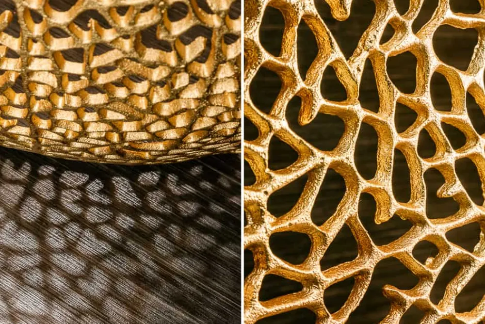 Riess-Ambiente Goldene Möbel|Couchtische & Truhen > Filigraner Couchtisch LEAF 80cm gold Metall handmade Blatt-Design